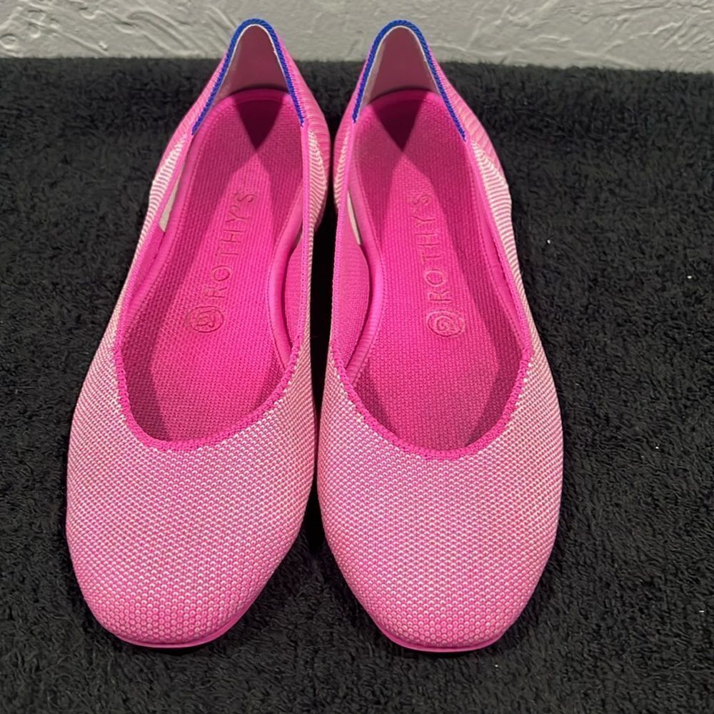 🔥 ROTHY’S Flats Square Toe Slipper Loafers -RETIRED Strawberry Ice Color -Sz 8. - Picture 7 of 11
